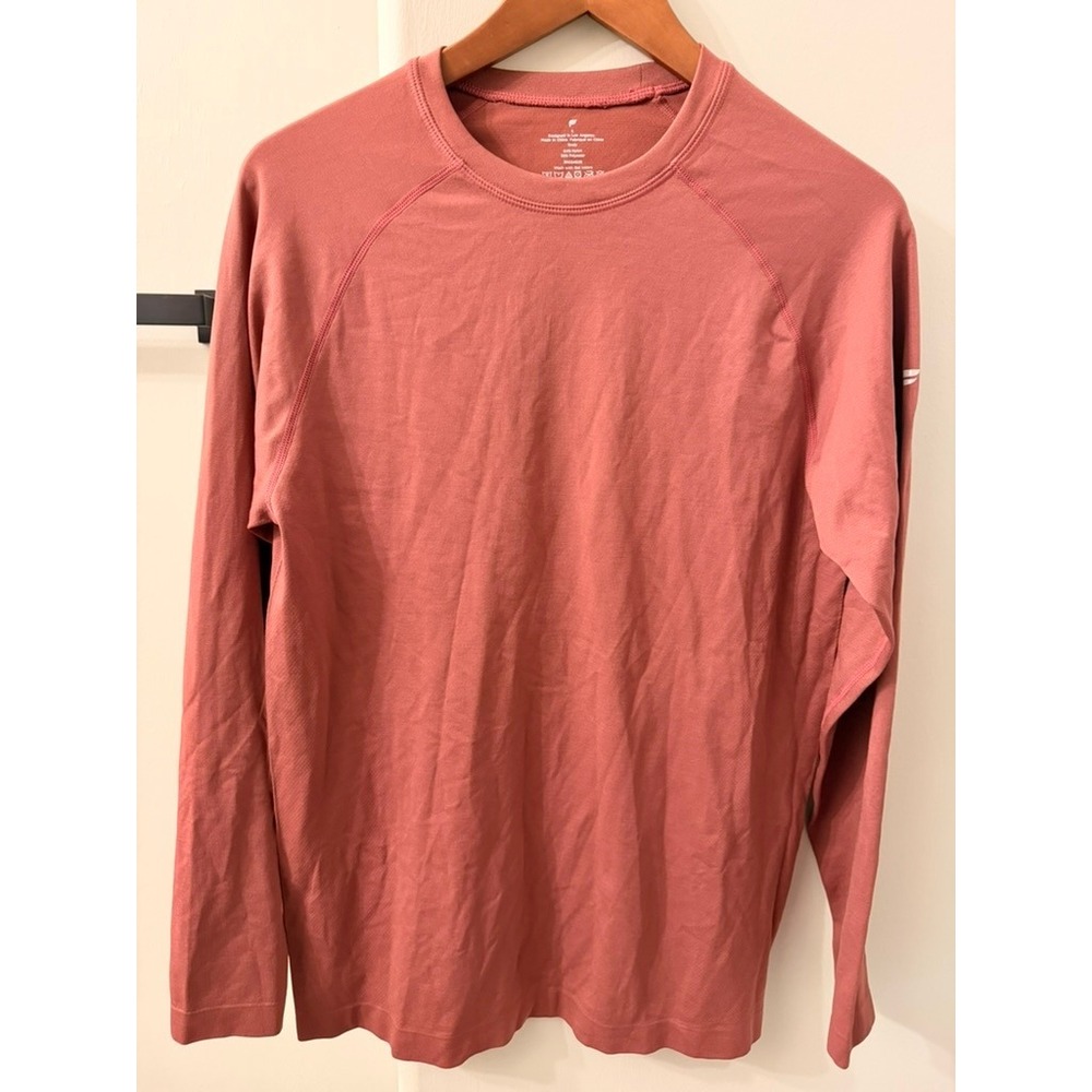 Fabletics Performance Long Sleeve Top Mens Small Rust Red